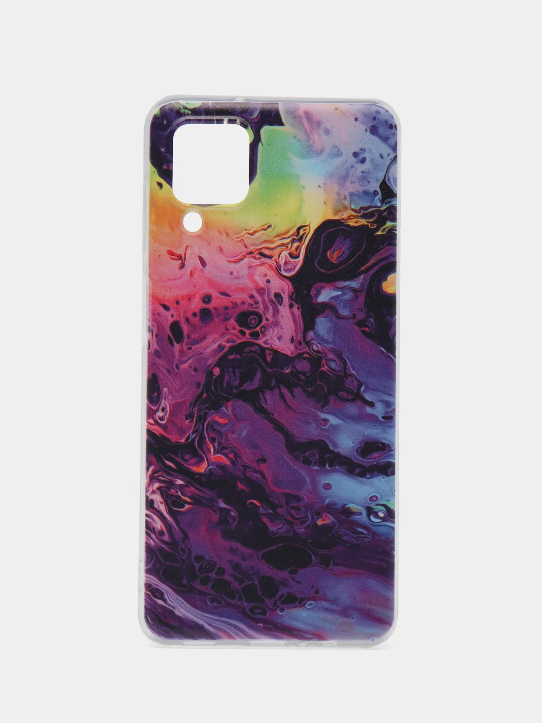 Пурпурный чехол на Samsung Galaxy A12/M12 / Самсунг А12/М12 прозрачный, с рисунком, защита камеры