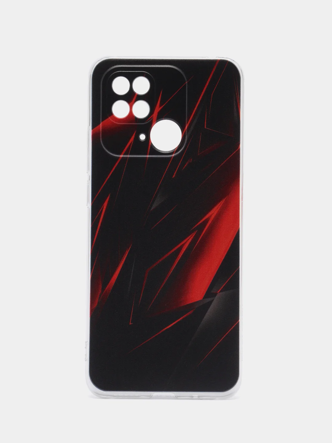 Красный чехол на Xiaomi Redmi 10C / Сяоми Редми 10С прозрачный, с рисунком, защита камеры