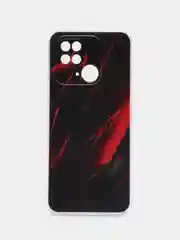 Красный чехол на Xiaomi Redmi 10C / Сяоми Редми 10С прозрачный, с рисунком, защита камеры