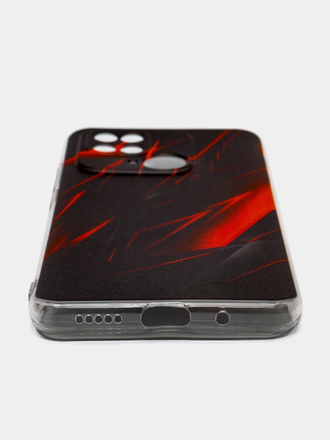 Красный чехол на Xiaomi Redmi 10C / Сяоми Редми 10С прозрачный, с рисунком, защита камеры