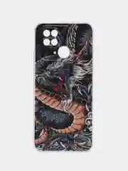 Коричневый чехол на Xiaomi Redmi 10C / Сяоми Редми 10С прозрачный, с рисунком, защита камеры