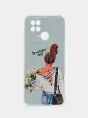 Тёмно-серый чехол на Xiaomi Redmi 10C / Сяоми Редми 10С прозрачный, с рисунком, защита камеры