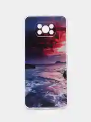 Фиолетовый силиконовый чехол на Xiaomi Poco X3/X3 Pro / Сяоми Poco X3/Х3 Про прозрачный, с рисунком