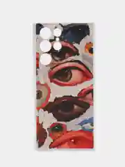 Кремовый чехол на Samsung Galaxy S22 Ultra / Самсунг S22 Ultra прозрачный с рисунком, защита камеры
