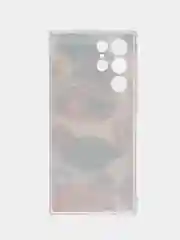Кремовый чехол на Samsung Galaxy S22 Ultra / Самсунг S22 Ultra прозрачный с рисунком, защита камеры