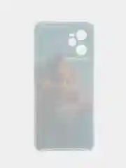 Светло-коричневый силиконовый чехол на Realme C35 / Реалми С35 прозрачный, с рисунком, защита камеры