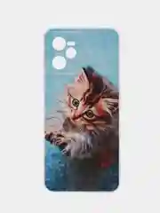 Светло-коричневый силиконовый чехол на Realme C35 / Реалми С35 прозрачный, с рисунком, защита камеры
