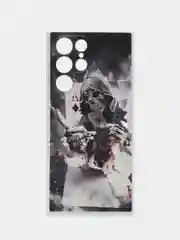 Песочный хаки чехол на Samsung Galaxy S22 Ultra / Самсунг S22 Ultra прозрачный с рисунком, защита камеры
