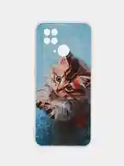 Светло-коричневый чехол на Xiaomi Redmi 10C / Сяоми Редми 10С прозрачный, с рисунком, защита камеры