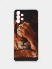 Светло-бежевый силиконовый чехол на Samsung Galaxy A13 4G / Самсунг А13 4G прозрачный, с рисунком