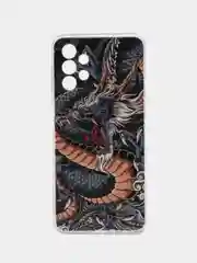 Коричневый силиконовый чехол на Samsung Galaxy A13 4G / Самсунг А13 4G прозрачный, с рисунком
