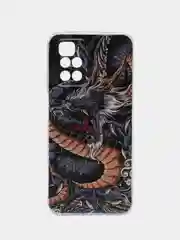 Коричневый силиконовый чехол на Xiaomi Redmi 10 / Сяоми Редми 10 прозрачный с рисунком, защита камеры