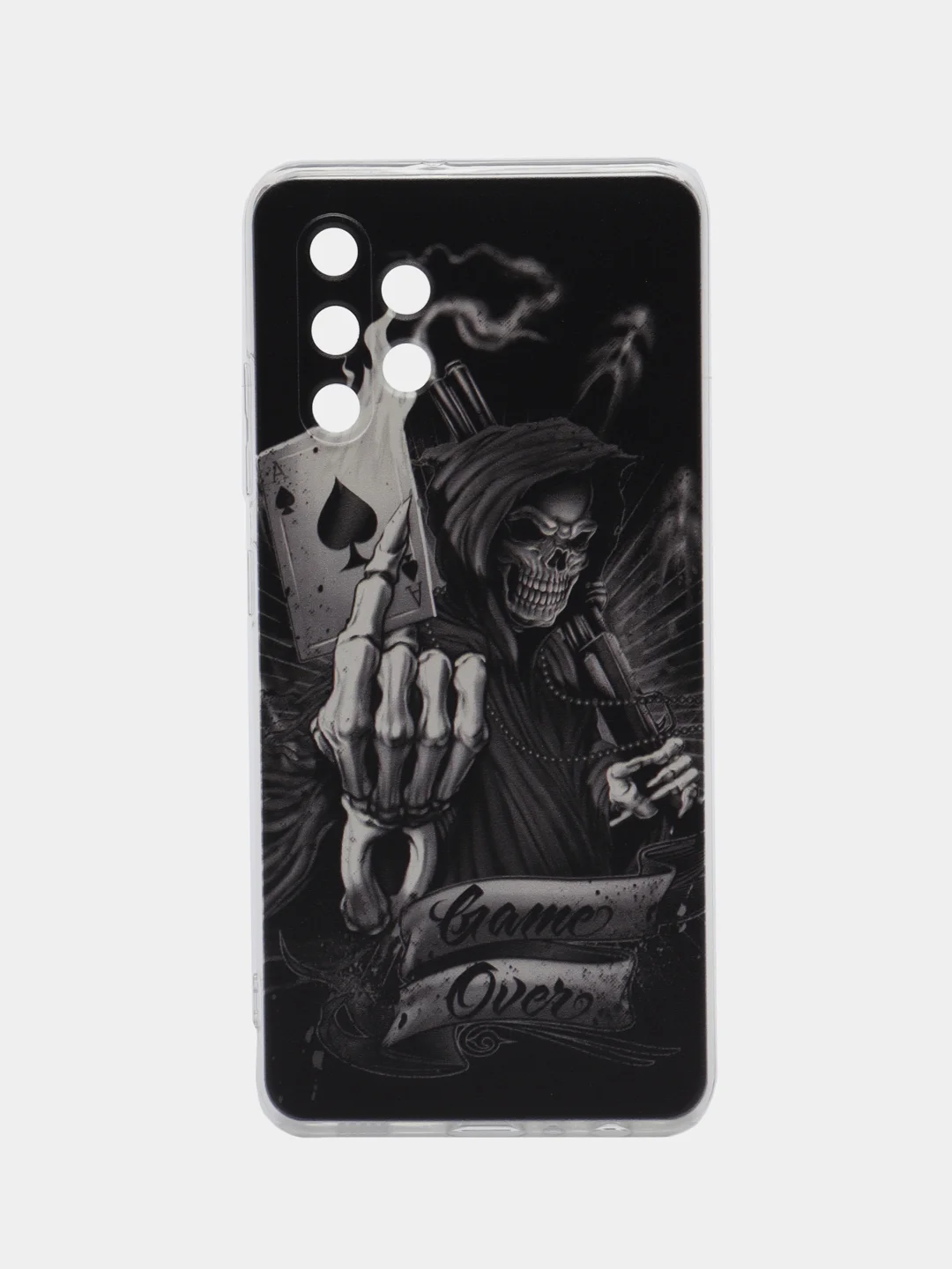Оливковый силиконовый чехол на Samsung Galaxy A32 / Самсунг А32 прозрачный с рисунком, защита камеры
