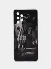 Оливковый силиконовый чехол на Samsung Galaxy A32 / Самсунг А32 прозрачный с рисунком, защита камеры