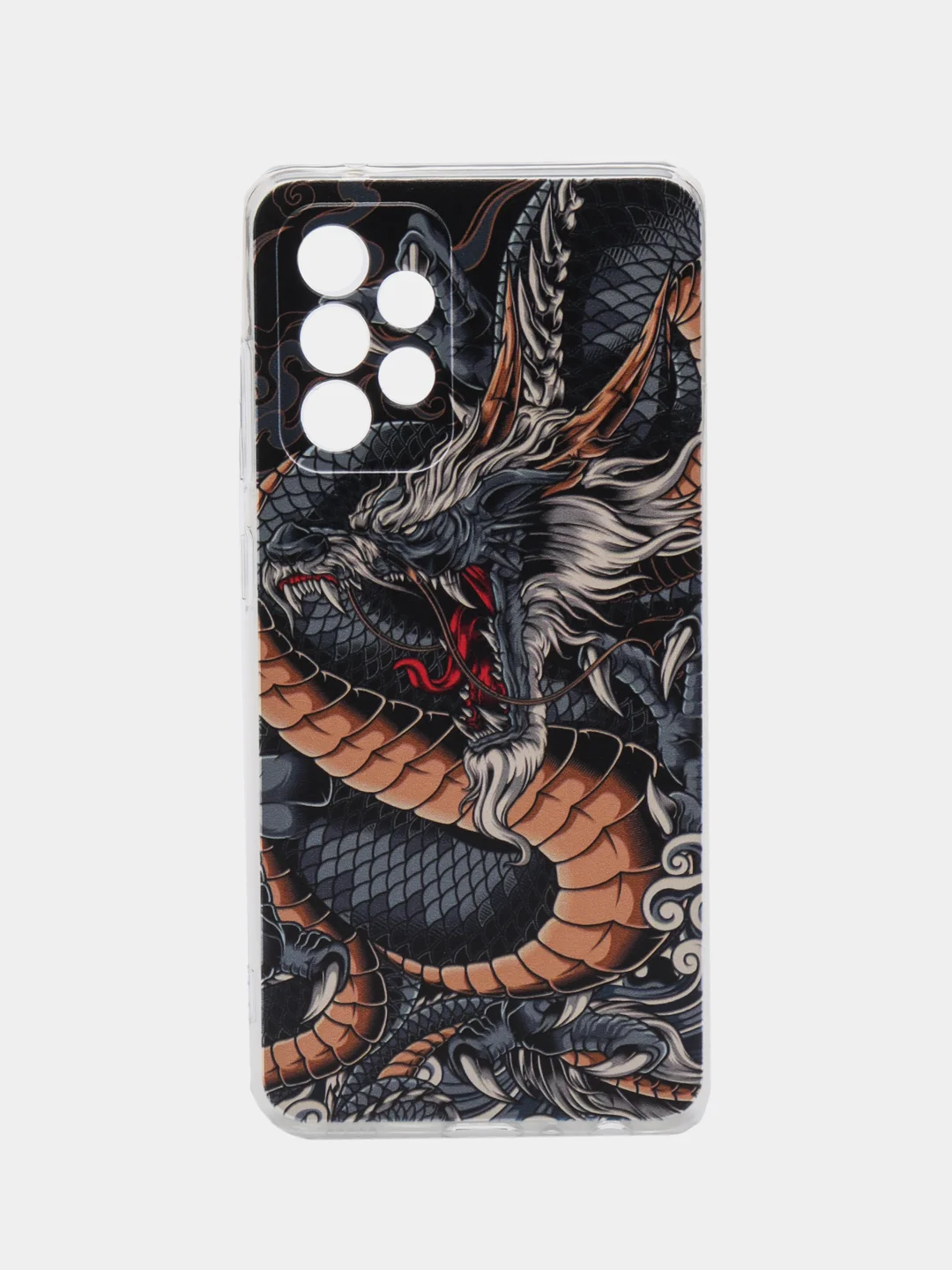 Коричневый силиконовый чехол на Samsung Galaxy A52/A52s / Самсунг А52/A52s прозрачный, с рисунком