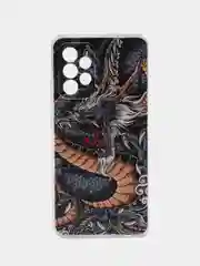Коричневый силиконовый чехол на Samsung Galaxy A52/A52s / Самсунг А52/A52s прозрачный, с рисунком