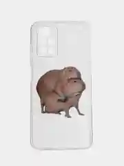 Бежевый силиконовый чехол на Xiaomi Redmi 10 / Сяоми Редми 10 прозрачный с рисунком, защита камеры