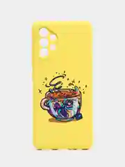 Накладка для Samsung A32, силиконовая, soft touch, с рисунком "Чашка", желтый