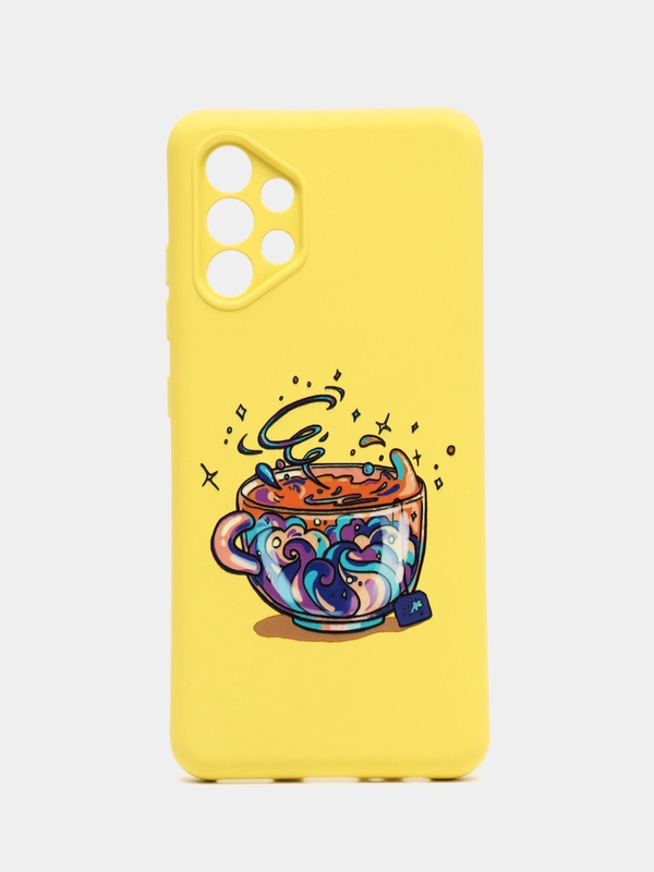 Накладка для Samsung A32, силиконовая, soft touch, с рисунком "Чашка", желтый
