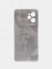 Серый металлик силиконовый чехол на Realme C35 / Реалми С35 прозрачный, с рисунком, защита камеры