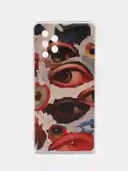 Кремовый силиконовый чехол на Samsung Galaxy A32 / Самсунг А32 прозрачный с рисунком, защита камеры