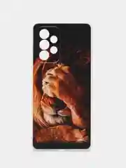 Светло-бежевый чехол на Samsung Galaxy A53 5G / Галакси А53 5G прозрачный, с рисунком, защита камеры