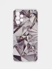 Серый металлик силиконовый чехол на Samsung Galaxy A52/A52s / Самсунг А52/A52s прозрачный, с рисунком