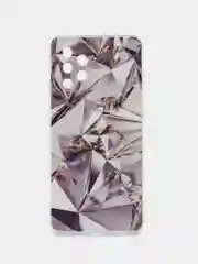 Серый металлик силиконовый чехол на Samsung Galaxy A32 / Самсунг А32 прозрачный с рисунком, защита камеры
