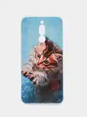 Светло-коричневый силиконовый чехол на Xiaomi Redmi 8 / Сяоми Редми 8 прозрачный, с рисунком, защита камеры