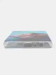 Светло-коричневый силиконовый чехол на Samsung Galaxy A32 / Самсунг А32 прозрачный с рисунком, защита камеры