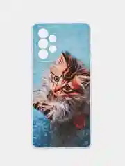 Светло-коричневый чехол на Samsung Galaxy A53 5G / Галакси А53 5G прозрачный, с рисунком, защита камеры
