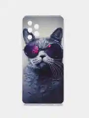 Синий меланж силиконовый чехол на Samsung Galaxy A32 / Самсунг А32 прозрачный с рисунком, защита камеры