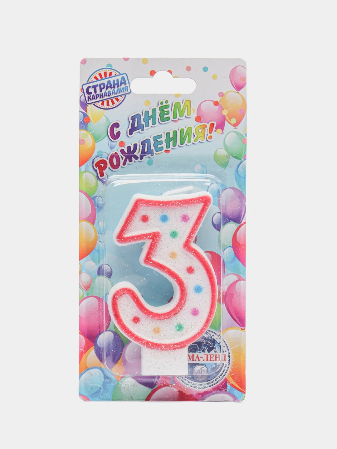 Алый свеча для торта "Горошек", цифры 1, 2, 3