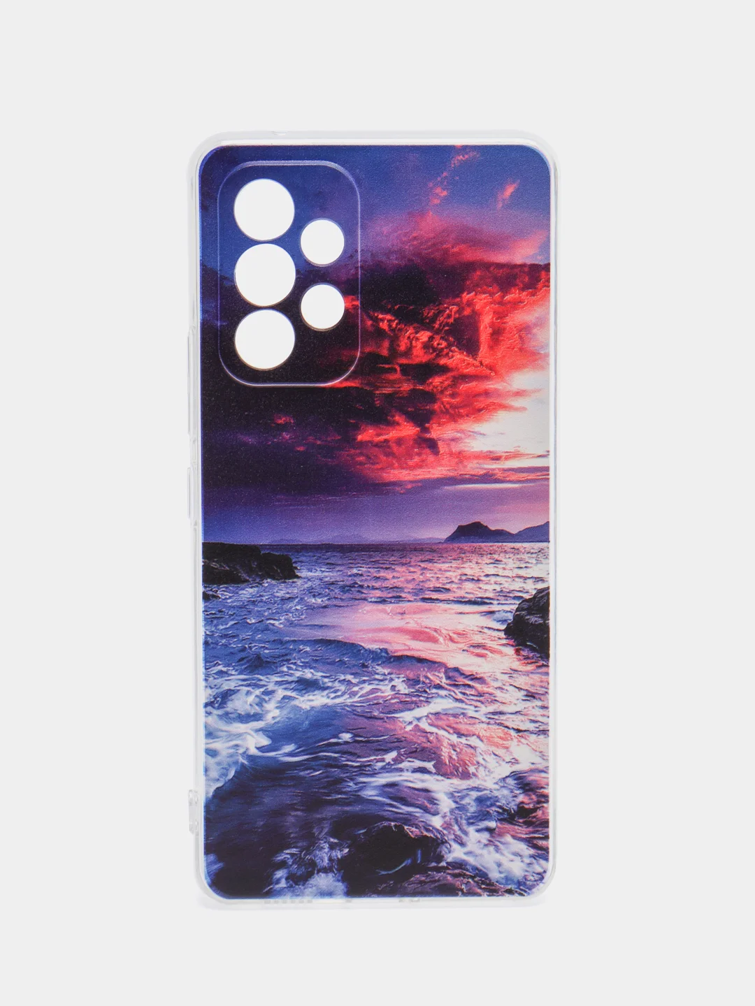 Фиолетовый чехол на Samsung Galaxy A53 5G / Галакси А53 5G прозрачный, с рисунком, защита камеры