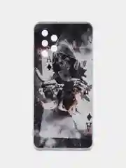 Песочный хаки силиконовый чехол на Samsung Galaxy A32 / Самсунг А32 прозрачный с рисунком, защита камеры