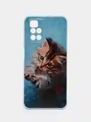 Светло-коричневый силиконовый чехол на Xiaomi Redmi 10 / Сяоми Редми 10 прозрачный с рисунком, защита камеры