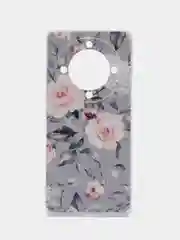 Кораллово-розовый силиконовый чехол на Honor X9A / Хонор X9A прозрачный, с рисунком, защита камеры