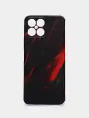Красный силиконовый чехол на Honor X8 / Хонор Х8 прозрачный, с рисунком, защита камеры