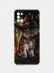 Медный силиконовый чехол на Samsung Galaxy A31 / Самсунг А31 прозрачный с рисунком, защита камеры