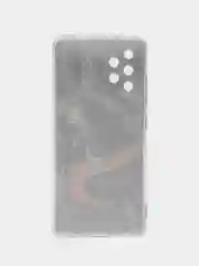 Коричневый силиконовый чехол на Samsung Galaxy A32 / Самсунг А32 прозрачный с рисунком, защита камеры