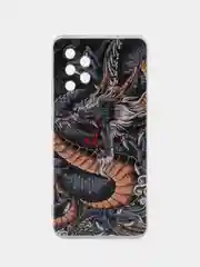 Коричневый силиконовый чехол на Samsung Galaxy A32 / Самсунг А32 прозрачный с рисунком, защита камеры
