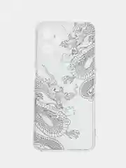 Пудровый силиконовый чехол на Realme C35 / Реалми С35 прозрачный, с рисунком, защита камеры