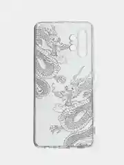 Пудровый силиконовый чехол на Samsung Galaxy A32 / Самсунг А32 прозрачный с рисунком, защита камеры