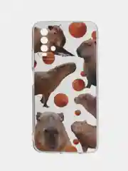 Терракотовый силиконовый чехол на Xiaomi Redmi 9T / Редми 9Т прозрачный, с рисунком, защита камеры