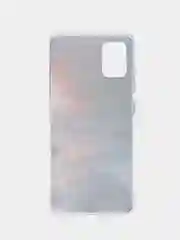 Фиолетовый силиконовый чехол на Samsung Galaxy A51 / Самсунг А51 прозрачный с рисунком, защита камеры