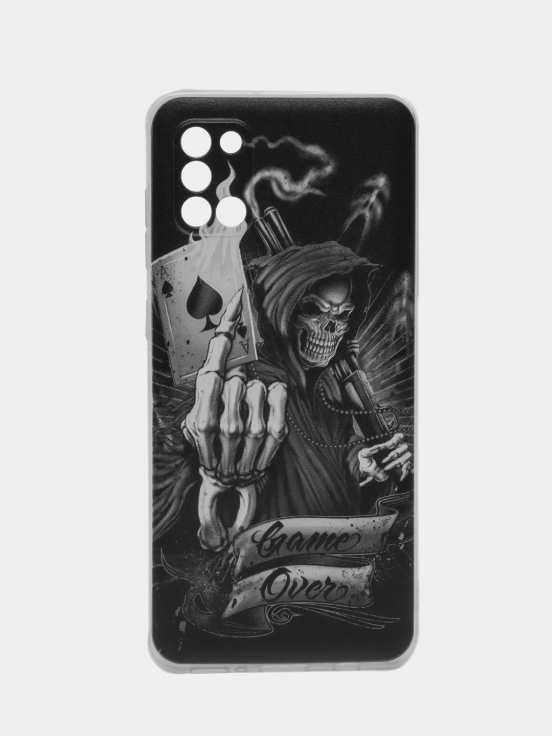 Оливковый силиконовый чехол на Samsung Galaxy A31 / Самсунг А31 прозрачный с рисунком, защита камеры