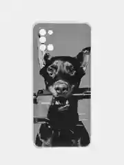 Серый силиконовый чехол на Samsung Galaxy A31 / Самсунг А31 прозрачный с рисунком, защита камеры