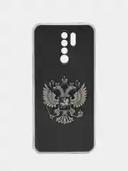 Темно-синий силиконовый чехол на Xiaomi Redmi 9 / Сяоми Редми 9 прозрачный, с рисунком, защита камеры