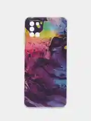 Пурпурный силиконовый чехол на Samsung Galaxy A31 / Самсунг А31 прозрачный с рисунком, защита камеры