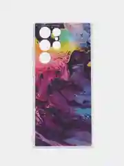 Пурпурный чехол на Samsung Galaxy S22 Ultra / Самсунг S22 Ultra прозрачный с рисунком, защита камеры
